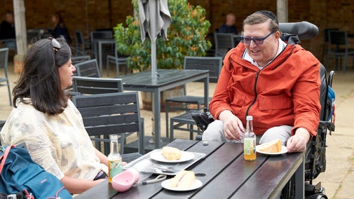 Wheelchair user at Stowe cafe